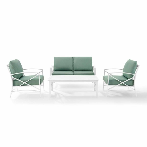 Crosley Furniture Kaplan 4-Piece Outdoor Seating Set in White with Mist Cushions KO60009WH-MI